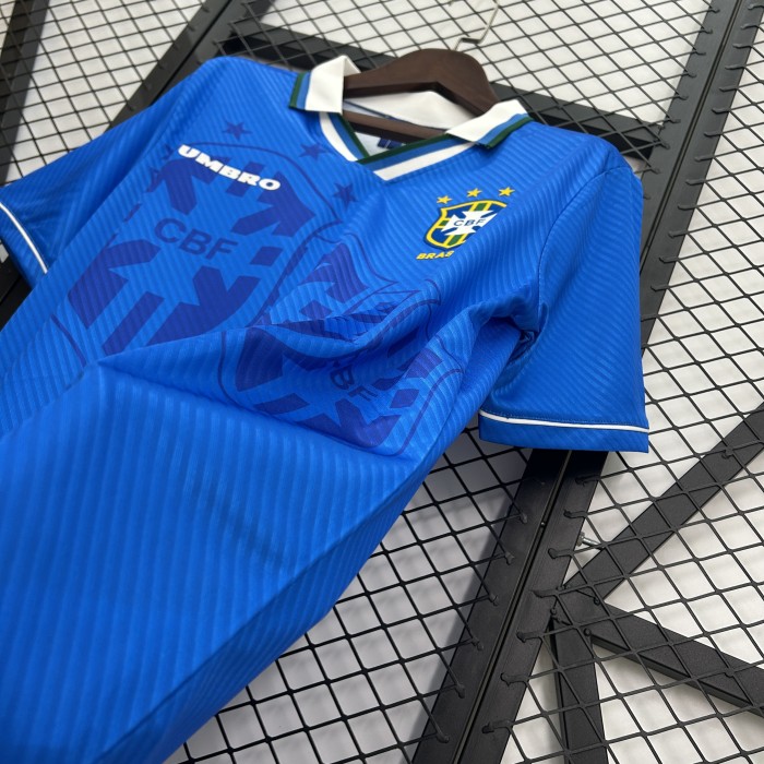 Retro Jersey 1993-1994 Brazil Away Blue Soccer Jersey Vintage Brasil Camisetas de Futbol