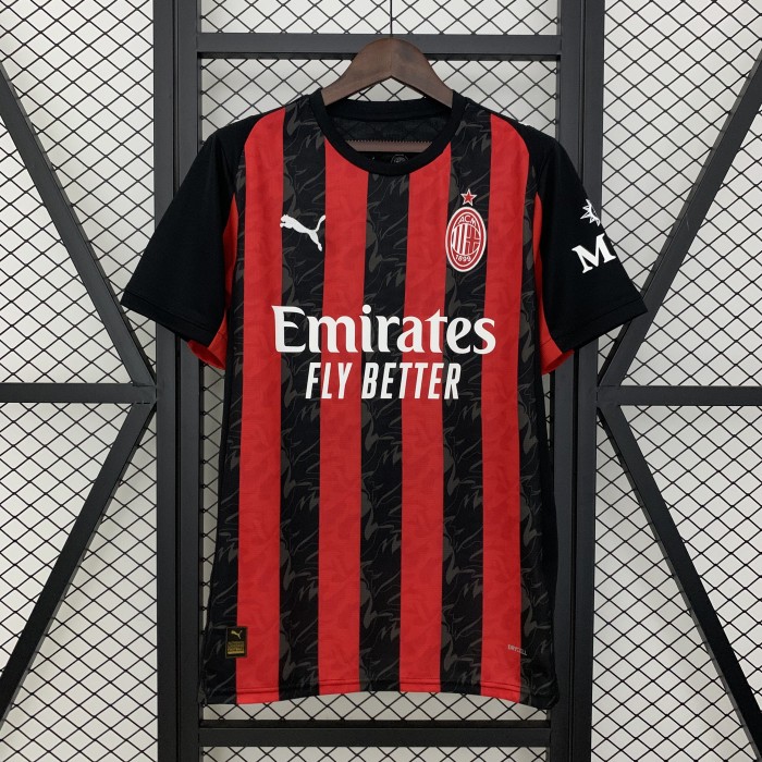 Fan Version 2025-2026 AC Milan Home Soccer Jersey AC Football Shirt