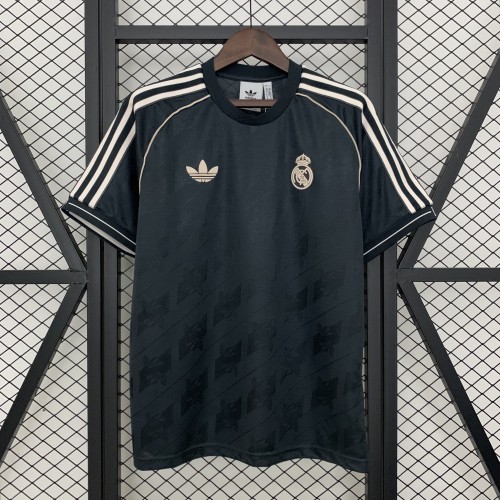 Retro Model 2025-2026 Real Madrid Black Soccer Jersey Real Football Casual Cotton Shirt