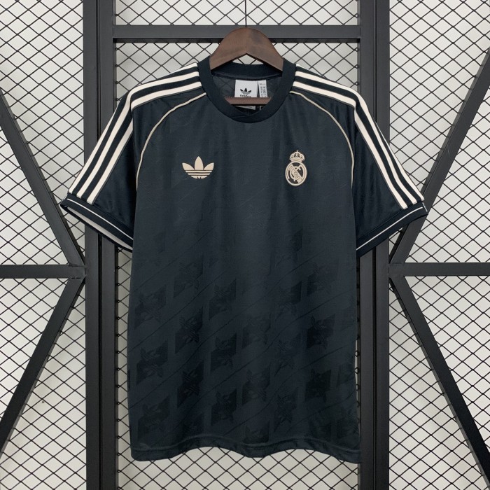 Retro Model 2025-2026 Real Madrid Black Soccer Jersey Real Football Casual Cotton Shirt