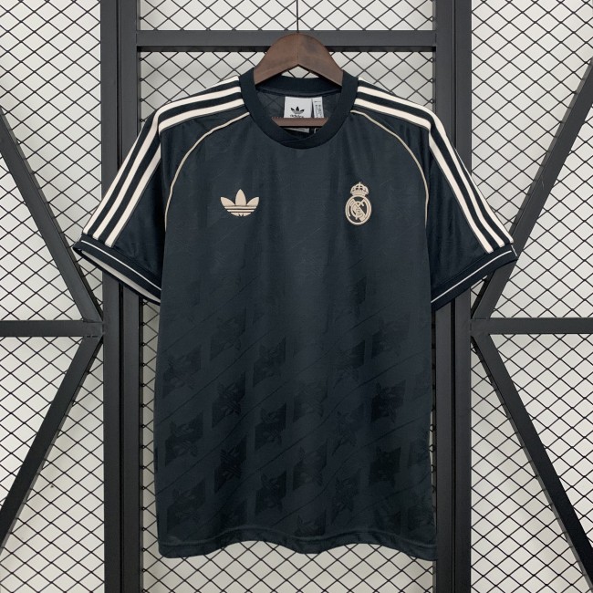 Retro Model 2025-2026 Real Madrid Black Soccer Jersey Real Football Casual Cotton Shirt
