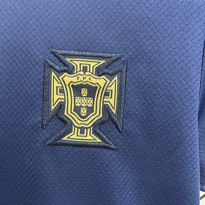 Youth Uniform Kids Kit 2025-2026 Portugal Dark Blue/White Soccer Training Jersey Shorts Child Football Set