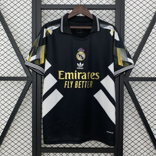 Fans Version 2025-2026 Real Madrid Black/White Soccer Jersey Real Football Shirt
