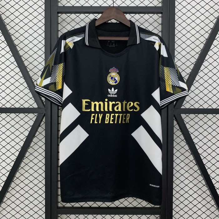 Fans Version 2025-2026 Real Madrid Black/White Soccer Jersey Real Football Shirt