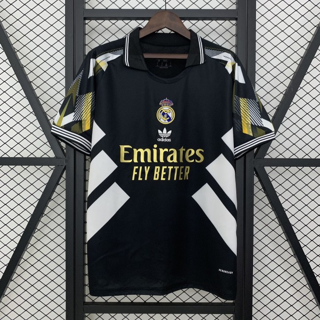 Fans Version 2025-2026 Real Madrid Black/White Soccer Jersey Real Football Shirt