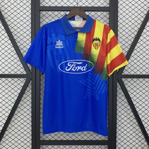 Retro Jersey 1995-1996 Valencia Away Blue Soccer Jersey Vintage Football Shirt