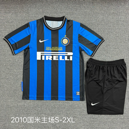 with Front Lettering Adult Uniform Retro Jersey 2010-2011 Inter Milan Home Soccer Jersey Shorts Vintage Football Kit
