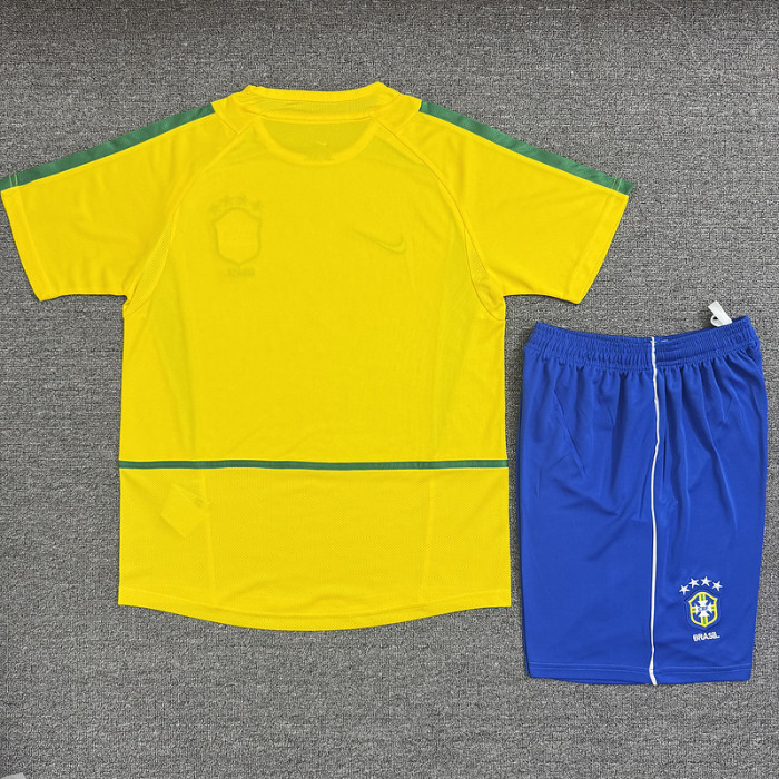 Adult Uniform Retro Jersey 2002 Brazil Home Soccer Jersey Shorts Vintage Brasil Camisetas de Futbol