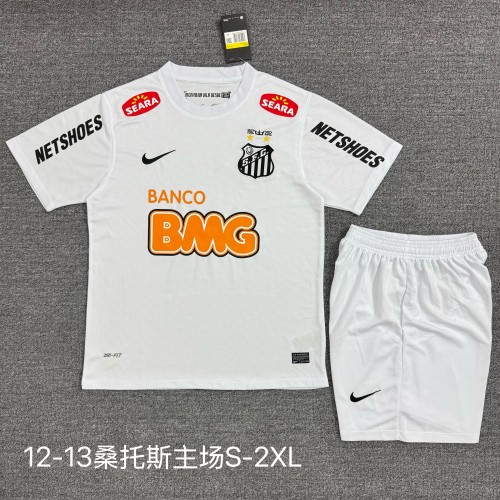 Adult Uniform Retro Jersey 2012-2013 Santos Home Soccer Jersey Shorts Vintage Men's Football Kit