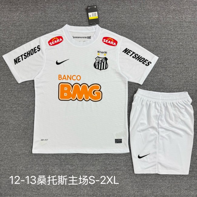 Adult Uniform Retro Jersey 2012-2013 Santos Home Soccer Jersey Shorts Vintage Men's Football Kit