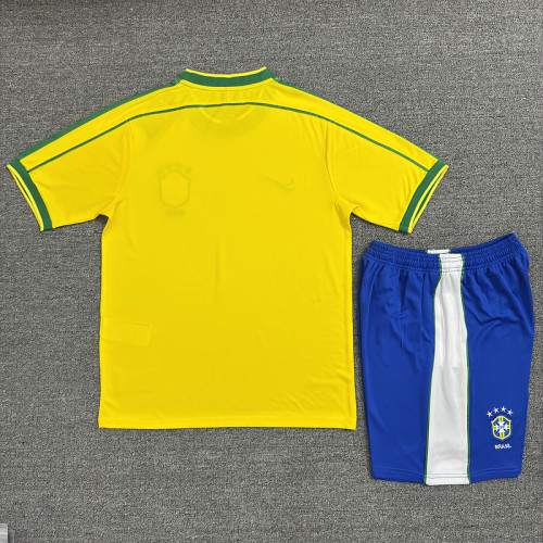 Adult Uniform Retro Jersey 1998 Brazil Home Vintage Soccer Jersey Shorts Vintage Brasil Football Kit