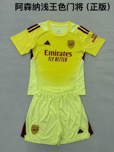 Adult Uniform Arsenal 2025-2026 Yellow Goalkeeper Soccer Jersey Shorts Men's Football Kit