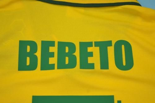 Retro Jersey 1994 Brazil BEBETO 7 Home Soccer Jersey Vintage Brasil Camisetas de Futbol