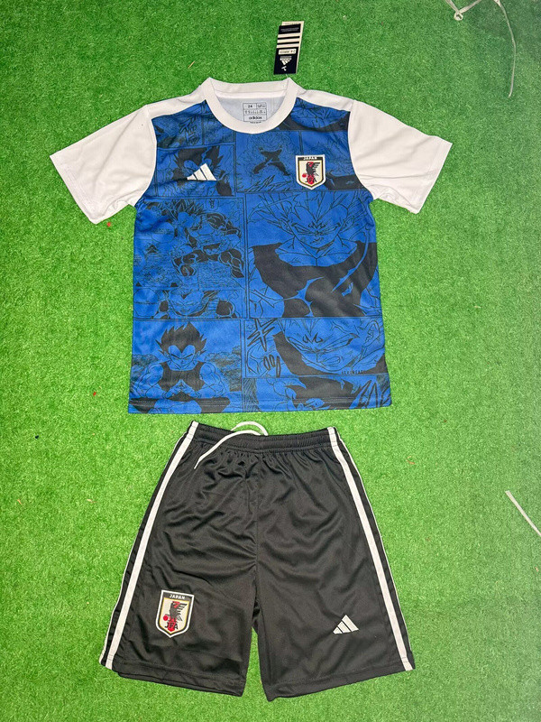 Youth Uniform Kids Kit 2025 Japan Blue/White/Black COMIC Soccer Jersey Shorts Child Football Set