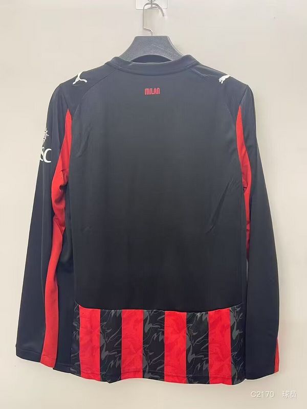 Long Sleeve Fan Version 2025-2026 AC Milan Home Soccer Jersey AC Football Shirt