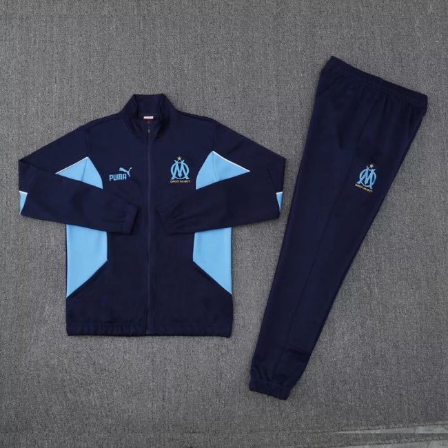 2025-2026 Marseille Dark Blue Soccer Training Jacket and Pants