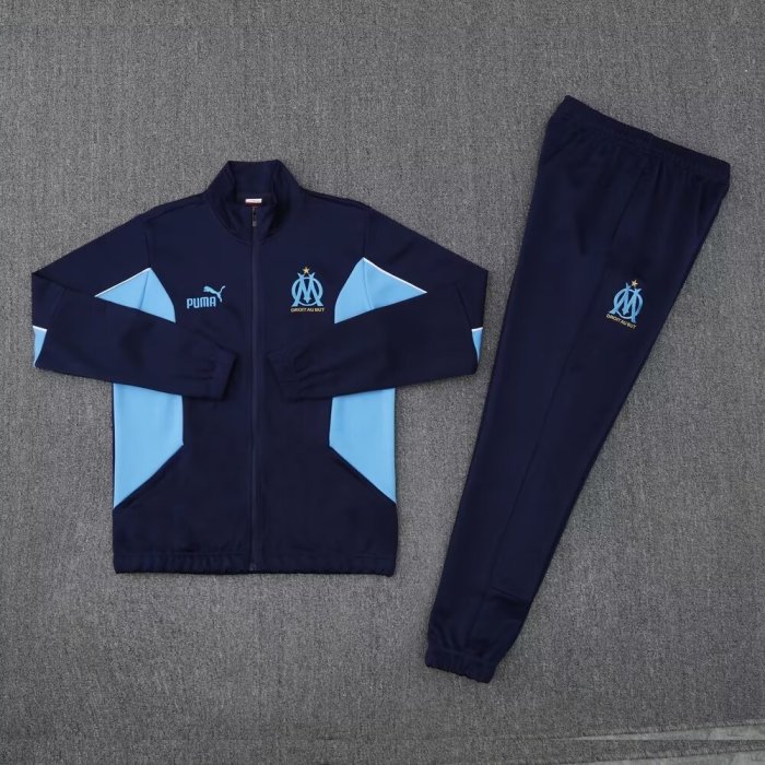 2025-2026 Marseille Dark Blue Soccer Training Jacket and Pants
