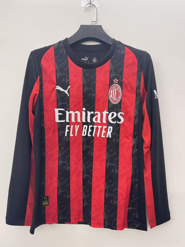 Long Sleeve Fan Version 2025-2026 AC Milan Home Soccer Jersey AC Football Shirt