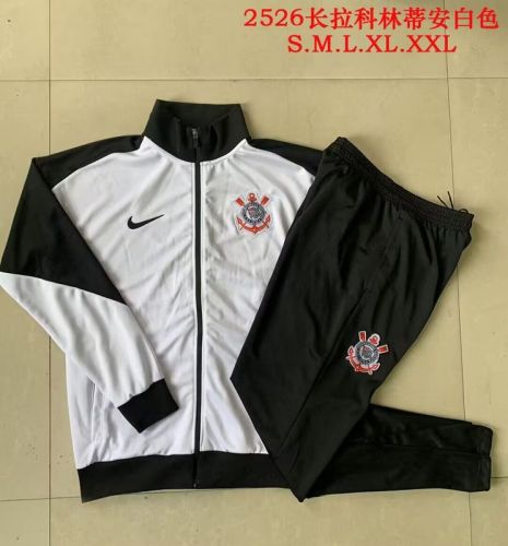 2025-2026 Corinthians White Soccer Windbreaker Jacket and Pants Football Tracksuit
