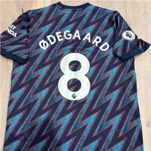 with EPL Patch Retro Jersey 2021-2022 Arsenal Martin Odegaard 8 Third Away Soccer Jersey Vintage Football Shirt