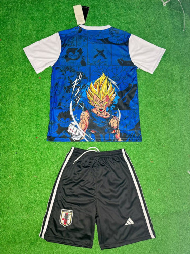 Youth Uniform Kids Kit 2025 Japan Blue/White/Black COMIC Soccer Jersey Shorts Child Football Set