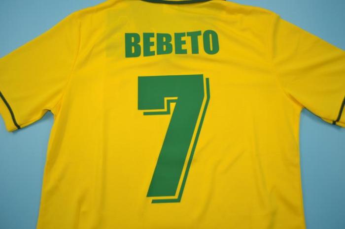 Retro Jersey 1994 Brazil BEBETO 7 Home Soccer Jersey Vintage Brasil Camisetas de Futbol