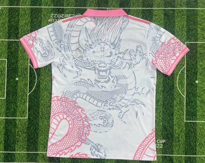 Fan Version 2025-2026 Real Madrid White/Pink Dragon Soccer Jersey Real Football Shirt