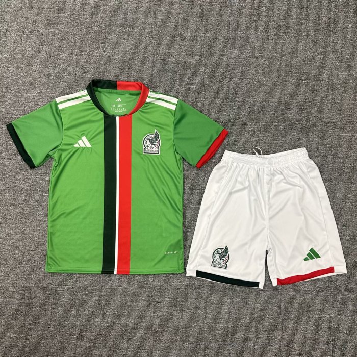 Youth Uniform Kids Kit 2025 Mexico Home Soccer Jersey Shorts Child Football Set