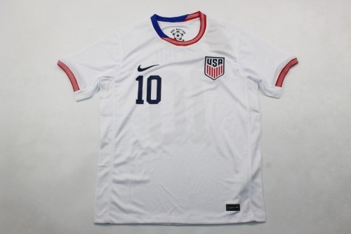 Fan Version 2024 USA PULISIC 10 Home Soccer Jersey United States Football Shirt