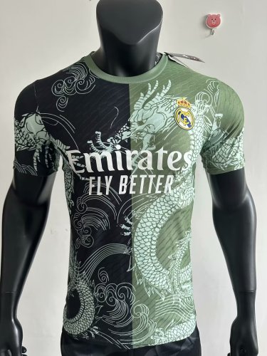 Player Version 2025-2026 Real Madrid Black/Green Dragon Soccer Jersey Real Football Shirt