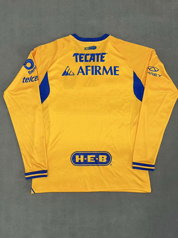 Long Sleeve 2025-2026 Tigres UANL Home Soccer Jersey Yellow Football Shirt