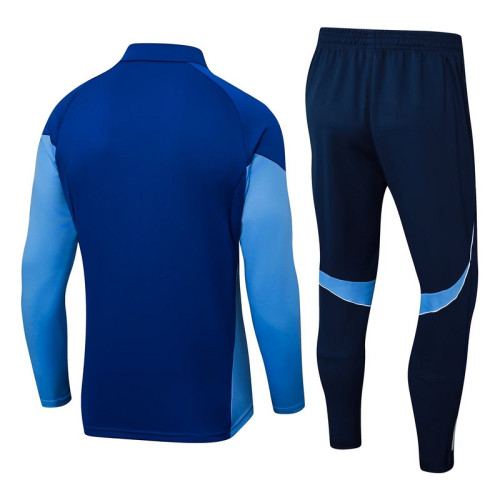 2025 AD2506 Blue Soccer Training Sweater and Pants Football Kit
