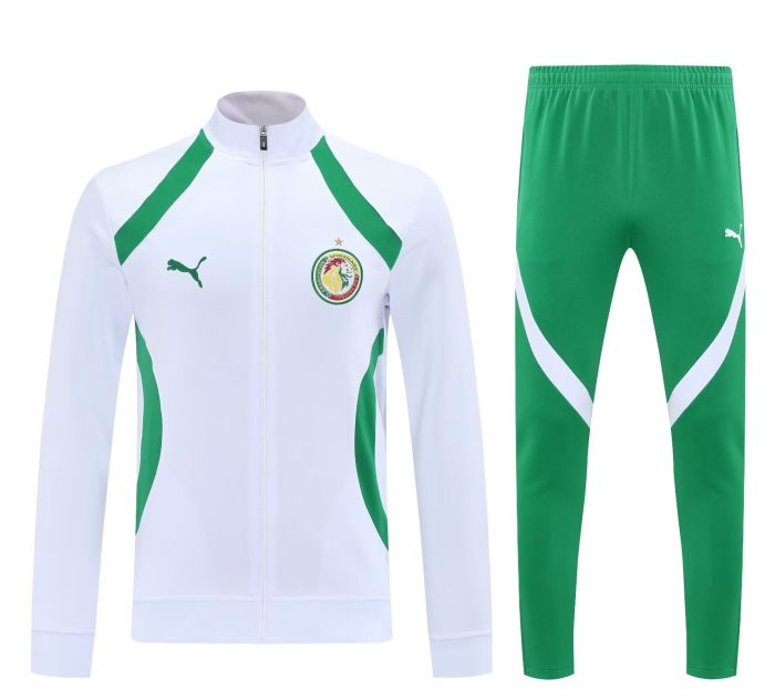 2025-2026 Senegal White/Green Soccer Windbreaker Jacket and Pants Football Tracksuit