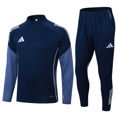 2025 AD2506 Dark Blue Soccer Training Sweater and Pants Football Kit