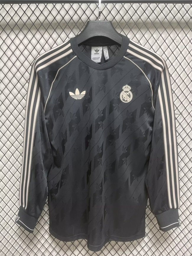 Long Sleeve Fan Version 2025-2026 Real Madrid Black Special Edition Soccer Jersey Real Football Shirt