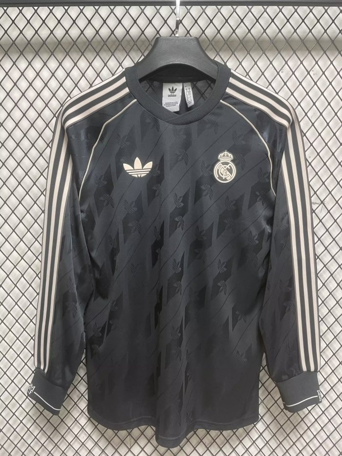 Long Sleeve Fan Version 2025-2026 Real Madrid Black Special Edition Soccer Jersey Real Football Shirt