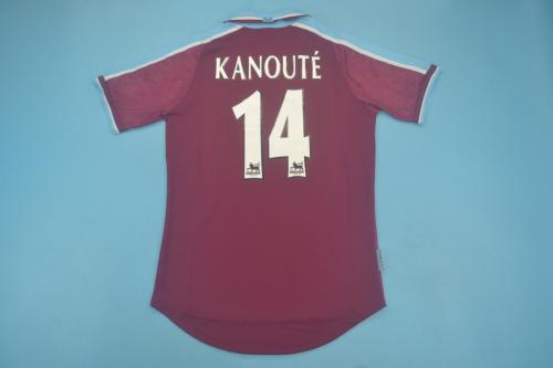 Retro Jersey 1999-2001 West Ham United KANOUTE 14 Home Soccer Jersey Vintage Football Shirt