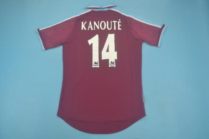 Retro Jersey 1999-2001 West Ham United KANOUTE 14 Home Soccer Jersey Vintage Football Shirt
