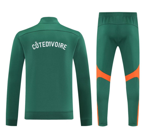 2025-2026 Ivory Coast Green Soccer Jacket and Pants Football Tracksuit