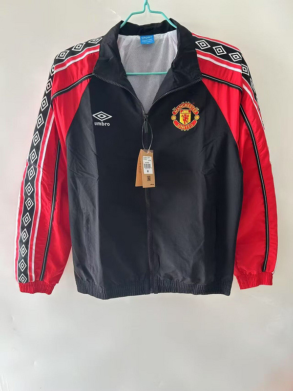 Retro Model 2025-2026 Manchester United Black/Red Soccer Windbreaker Jacket Football Jacket