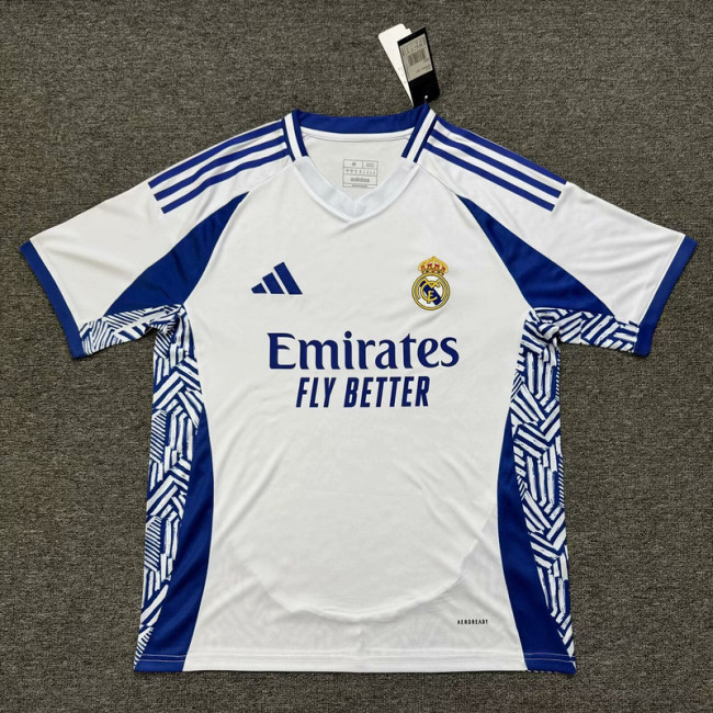 Fan Version 2025-2026 Real Madrid White/Blue Soccer Training Jersey Real Football Shirt