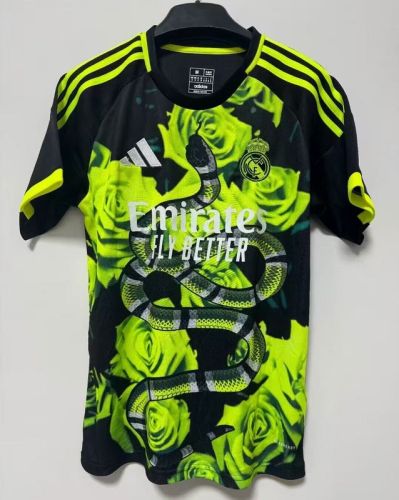 Fan Version 2025-2026 Real Madrid Black/Green Rose Snake Soccer Jersey Real Football Shirt