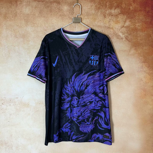 Barca Camisetas de Futbol Fans Version 2025-2026 Barcelona Black/Purple Lion Soccer Jersey