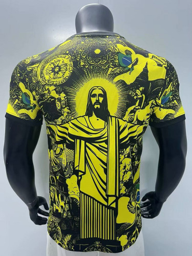 Player Version 2025 Brazil Yellow Jesus version Soccer Jersey Brasil Football Shirt