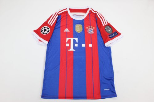 with Golden FIFA+UCL Patch Retro Jersey 2014-2015 Bayern Munich Home Soccer Jersey Vintage Football Shirt