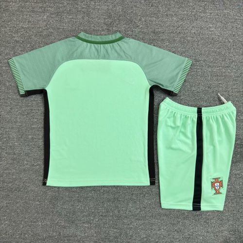 Retro Youth Uniform Kids Kit 2016 Portugal Away Soccer Jersey Shorts Child Football Set