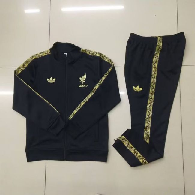 2025-2026 Mexico Black Soccer Training Jacket and Pants Football Tracksuit