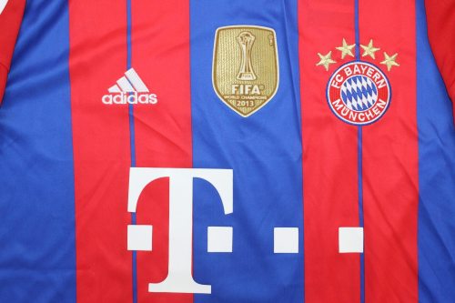 with Golden FIFA+UCL Patch Retro Jersey 2014-2015 Bayern Munich ALONSO 3 Home Soccer Jersey Vintage Football Shirt