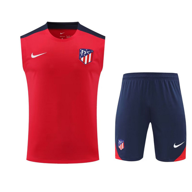 Adult Uniform 2025-2026 Atletico Madrid Red Soccer Training Vest and Shorts Football Set