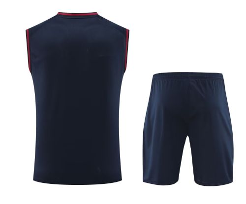 Adult Uniform 2025-2026 Barcelona Black/Blue/Red Soccer Training Vest and Shorts Football Set